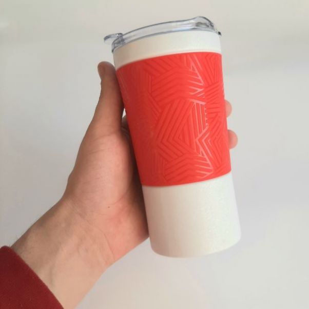 Термокружка Funny белая с красным