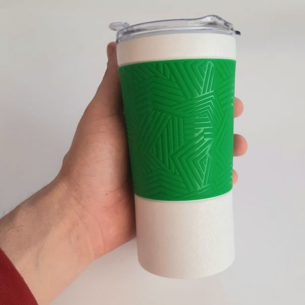 Термокружка Funny белая с зеленым