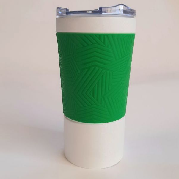 Термокружка Funny белая с зеленым