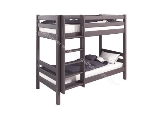 Вариант 9 Двухъярусная кровать "Соня" Белая Массив сосны с прямой лестницей