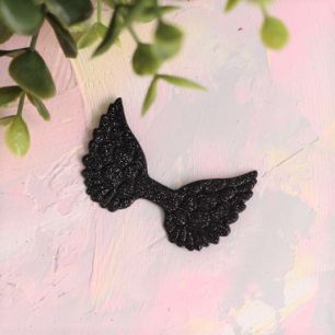 Кукольный аксессуар - Патч черные крылья с блестками, 2шт