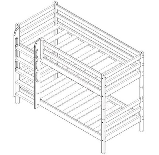 Вариант 9 Двухъярусная кровать "Соня" Белая Массив сосны с прямой лестницей