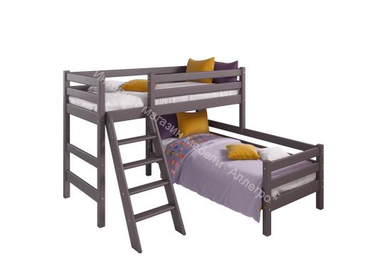 Вариант 8 Угловая кровать "Соня" Лаванда  с наклонной лестницей