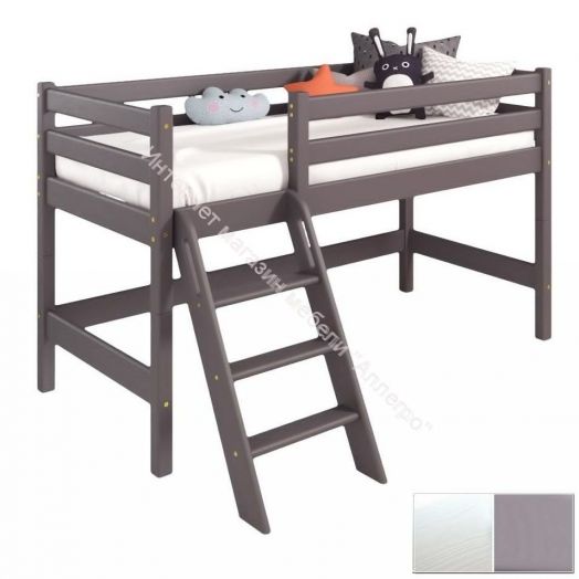 Вариант 12 Низкая кровать "Соня" Лаванда с наклонной лестницей