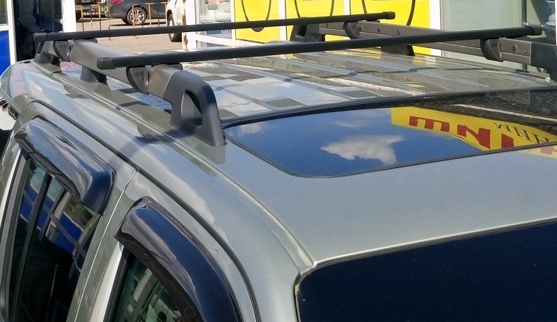 Багажник на рейлинги для Renault Duster 2015-...(широкий рейлинг) c прямоугольными дугами 1,2 метра