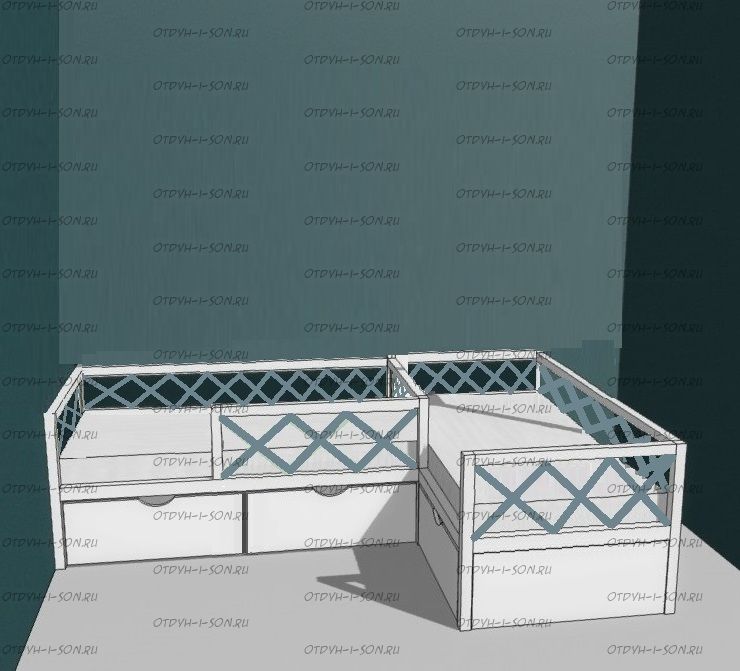 Кровать угловая Fairy Land (для двоих детей)