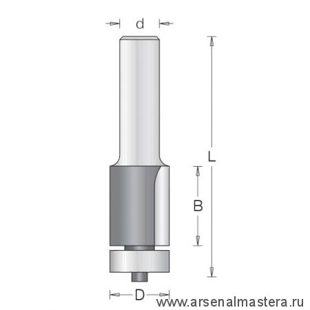 Концевая обгонная фреза для инкрустации DIMAR D 19 мм B 25,4 мм L 80 мм d 12 мм 1014169