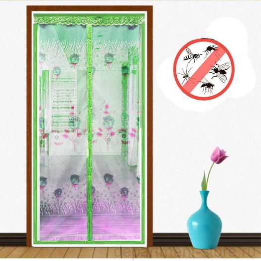 Москитная сетка на дверь с магнитами, 100 х 210 см, цвет Зелёный