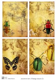 Декупажная карта Base of art, 30*40 см, Vintage insects 2