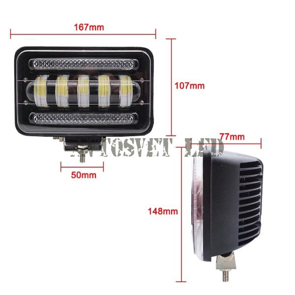 Фара светодиодная 50 ватт ASG5-7D-50W flood ближнего света, ДХО
