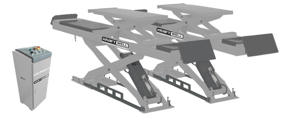 KraftWell KRW45WA-LT Подъемник ножничный г/п 4500 кг. заглубляемый, платформы для сход-развала с подъемником второго уровня