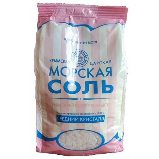 Крымская царская морская соль садочная, первый сорт 1000г (средний кристалл)
