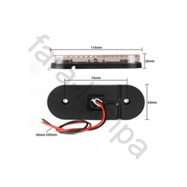 Габарит маркерный овальный с кронштейном красный