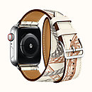Ремешок Apple Watch Hermès Double Tour Band in White Swift Calfskin and All-over Della Cavalleria Print