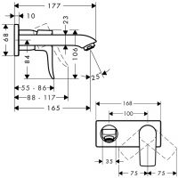 Смеситель для раковины Hansgrohe Metris 3108 схема 2