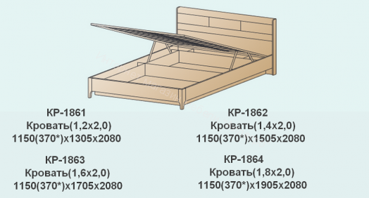 Кровать КР-1863 (1,6х2,0) с П/Мех и жестким изголовьем Мелисса