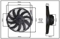 Осевой вентилятор 12 дюймов, 170 Ватт, 12 Вольт, Всасывающий. (PULL), STR 113 Вентилятор для рефрижераторов аналог Spal