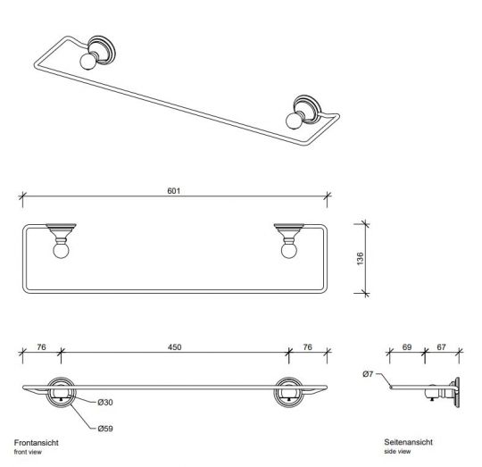 Держатель для стеклянной полки Decor Walther CL GKH R 05120 ФОТО