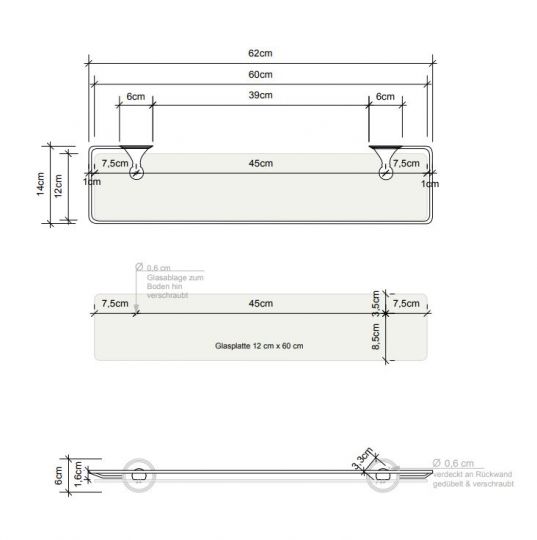 Полка для ванной комнаты Decor Walther CL GLA R 05119 ФОТО