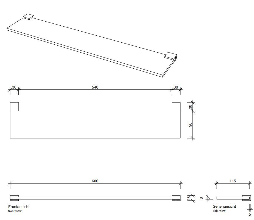 Полочка стеклянная Decor Walther CO GLA 05610 60x12 схема 5