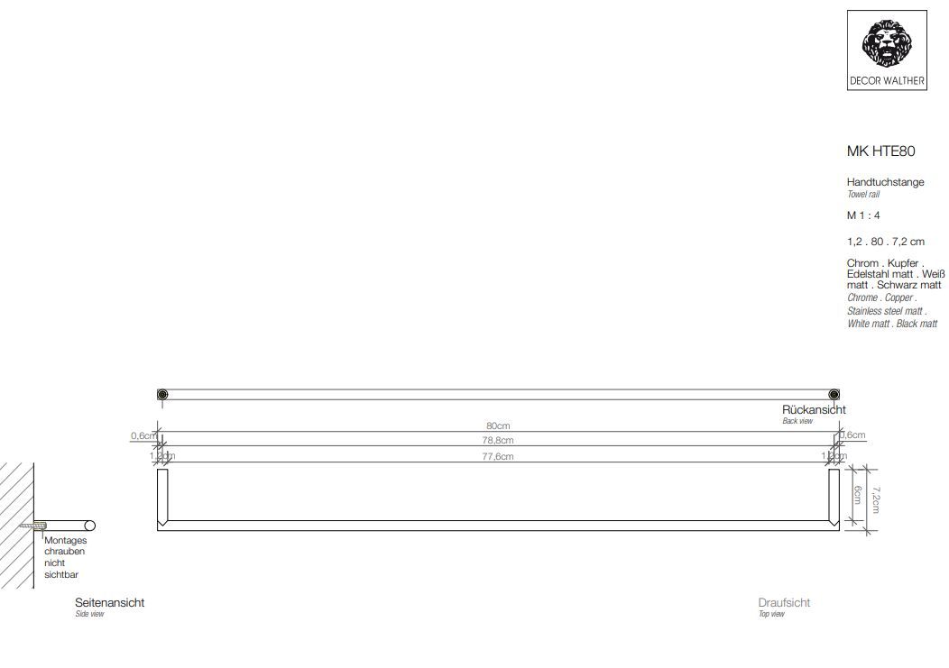 Держатель для полотенца Decor Walther MK HTE 05210 схема 7