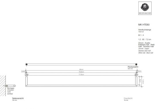 Держатель для полотенца Decor Walther MK HTE 05210 схема 7