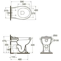 Унитаз Azzurra Jubilaeum напольный пристенный JUVCTP000000BI/(JUB110/P bi) схема 1