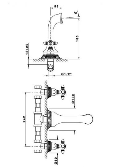 Смеситель для раковины Nicolazzi 1277 из стены схема 1