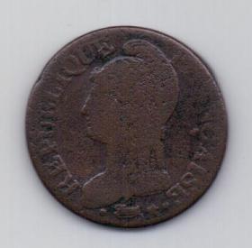 5 сантимов 1799 Франция L'AN 8 W Революция XF