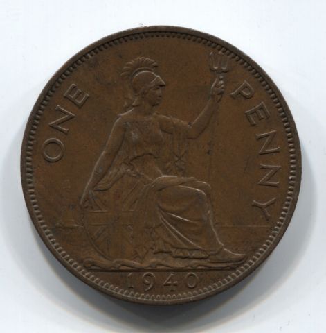 1 пенни 1940 Великобритания