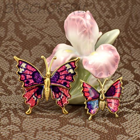 Парные броши "Лиловые бабочки" (США)