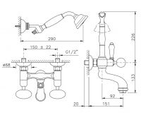 Ретро смеситель с душевым комплектом Nicolazzi 2102 схема 1