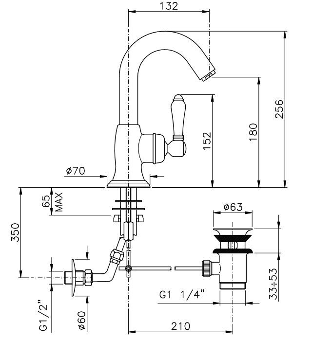 Смеситель для раковины Nicolazzi 3454 схема 1