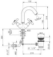 Смеситель для раковины Nicolazzi Nuova Brenta 2536 схема 1