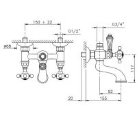 Смеситель с переключателем ванна/душ Nicolazzi 1400 схема 1