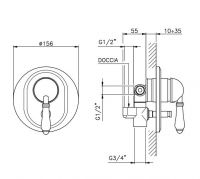 Элегантный смеситель с переключателем на душ Nicolazzi 3460 схема 1