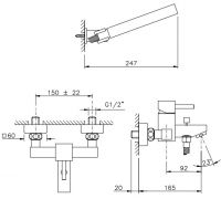 Смеситель в необычном исполнении для ванны и душа Nicolazzi Antelao 3801 схема 1