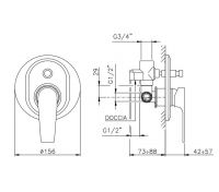 Встраиваемый смеситель для душа Nicolazzi 3196 с переключателем схема 1