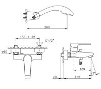 Смеситель для ванны с душем Nicolazzi 3101 схема 1