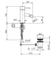 Смеситель для раковины Nicolazzi 3702 с донным клапаном схема 1