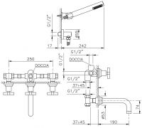 Смеситель с длинным изливом из стены Nicolazzi 2203 для ванны схема 1