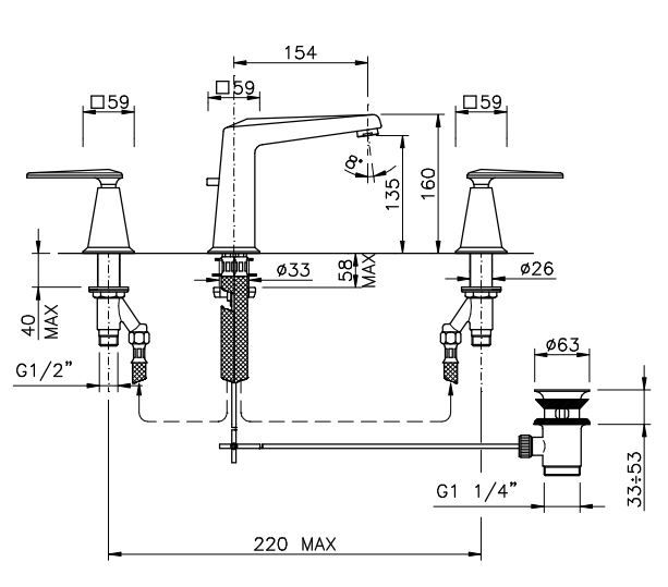 Смеситель для раковины Nicolazzi 1008 схема 1