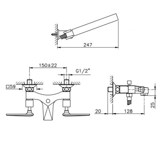 Смеситель для ванны и душа Nicolazzi 1002 схема 1