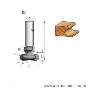 Фреза интегрированная ручка R 5,5 D 38 B 14,5 хвостовик 12 WPW RO38002