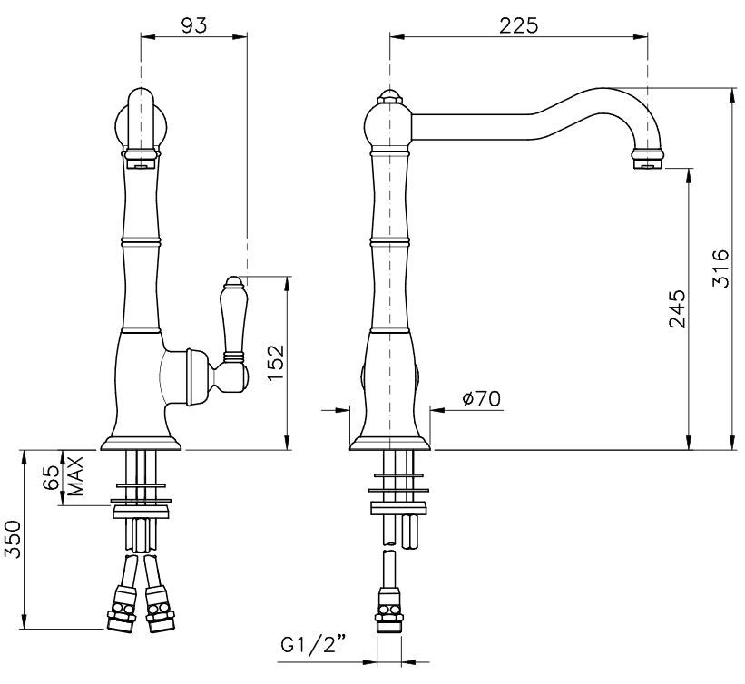 Смеситель для раковины с поворотным изливом Nicolazzi 3450 схема 1