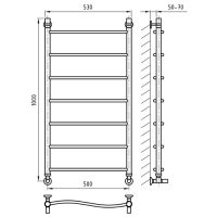 полотенцесушитель AOS Wave 500x1000, схема