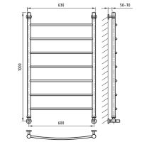 полотенцесушитель AOS Classical 1000x600, схема