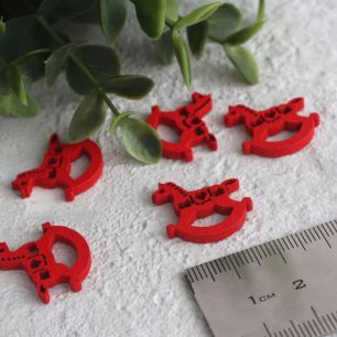 Набор деревянных пуговиц - Лошадки красные (5 шт./компл.)
