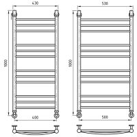 полотенцесушитель AOS Corint 1000x400/500, схема