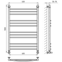 полотенцесушитель AOS Corint 1000x600, схема